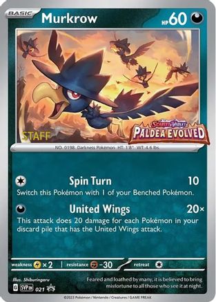 Murkrow (Prerelease) [Staff] (21) Holofoil - Black Star Promos