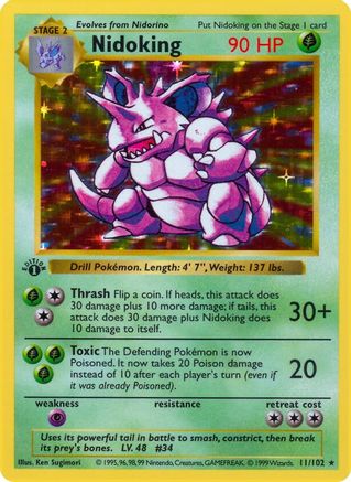 Nidoking (11) (Unlimited) Holofoil - Base Set (Shadowless)