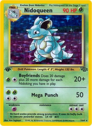 Nidoqueen (7) (1st Edition) Holofoil - Jungle