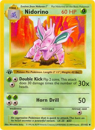 Nidorino (37) (Unlimited) - Base Set (Shadowless)