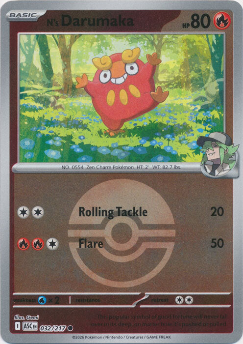 N's Darumaka (Poke Ball) (32) Reverse Holofoil - Ascended Heroes