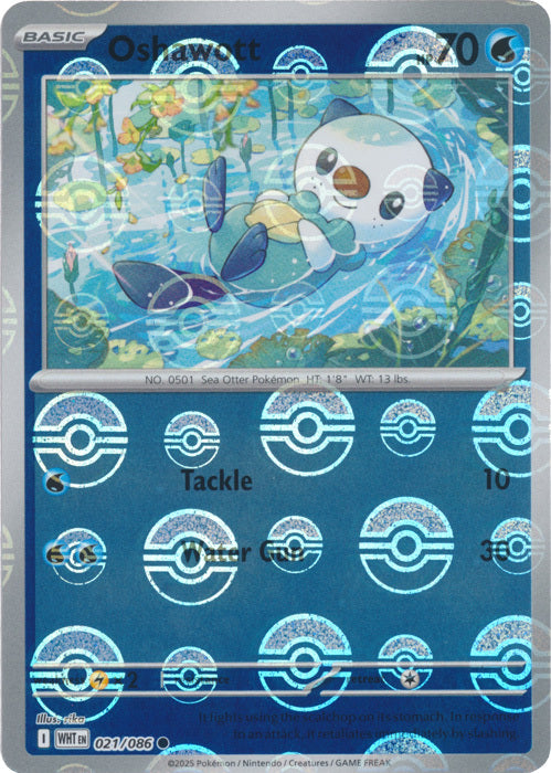 Oshawott (Poke Ball Pattern) (21) Reverse Holofoil - White Flare