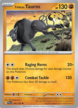 Paldean Tauros (108) Reverse Holofoil - Paldea Evolved