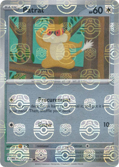 Patrat (Master Ball Pattern) (72) Reverse Holofoil - White Flare