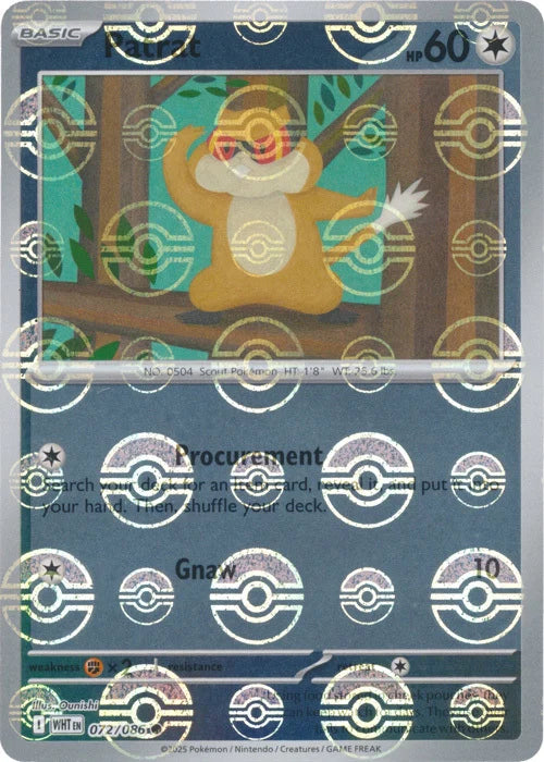 Patrat (Poke Ball Pattern) (72) Reverse Holofoil - White Flare