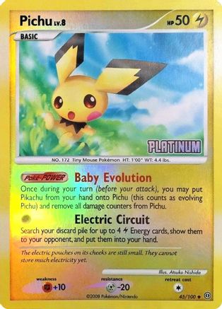 Pichu (Platinum) (45) Reverse Holofoil - Burger King Promos