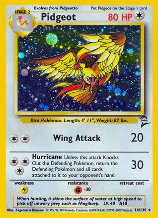 Pidgeot (14) Holofoil - Base Set 2