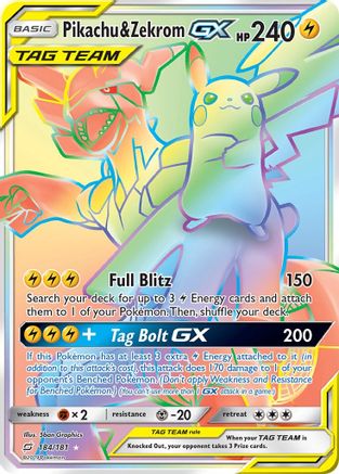 Pikachu & Zekrom GX (184) Holofoil - Team Up