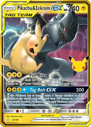 Pikachu & Zekrom GX (Classic Collection) (33) Holofoil - 30th Celebration