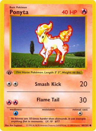 Ponyta (60) (Unlimited) - Base Set (Shadowless)