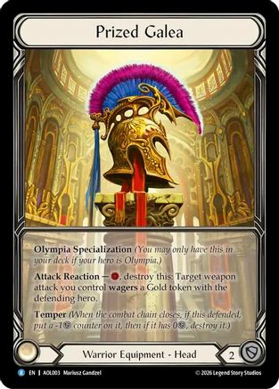 Prized Galea (Extended Art) (AOL003) Rainbow Foil - Armory Deck: Olympia