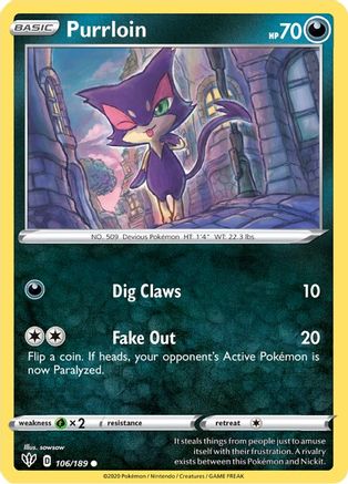 Purrloin (106) Reverse Holofoil - Darkness Ablaze