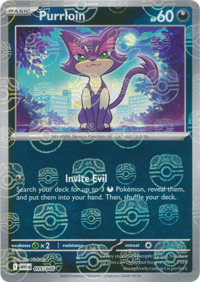 Purrloin (Master Ball Pattern) (55) Reverse Holofoil - White Flare