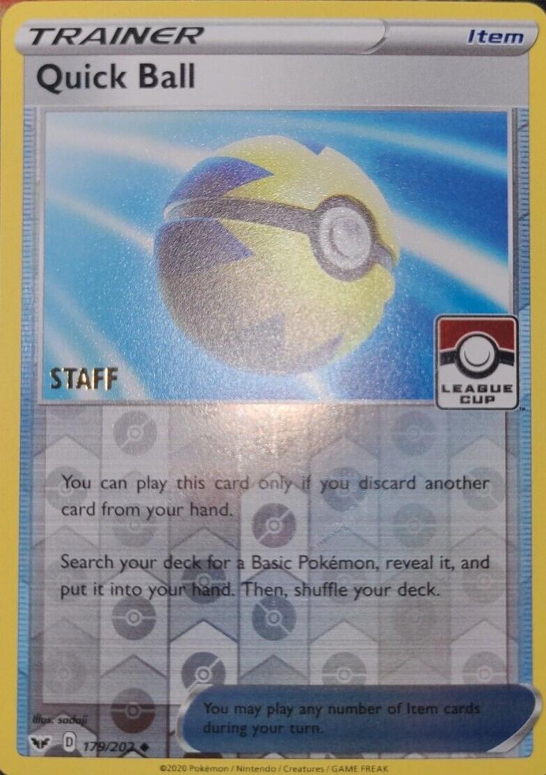 Quick Ball (League Cup) [Staff] (179) Reverse Holofoil - Sword & Shield