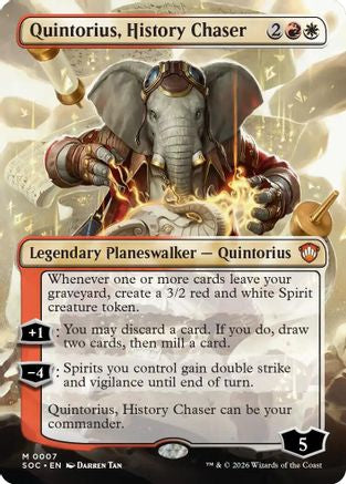 Quintorius, History Chaser (Borderless) (007) Foil - Commander: Secrets of Strixhaven