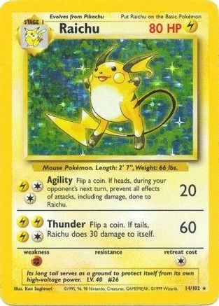 Raichu (14) Holofoil - Base Set