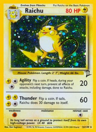 Raichu (16) Holofoil - Base Set 2