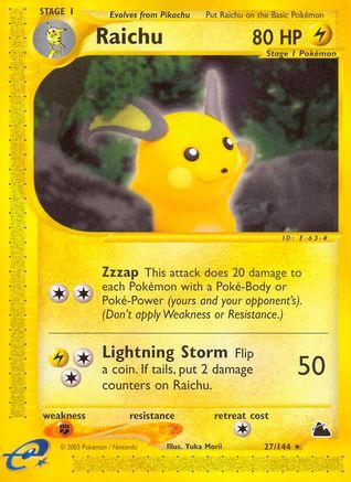 Raichu (27) Reverse Holofoil - Skyridge