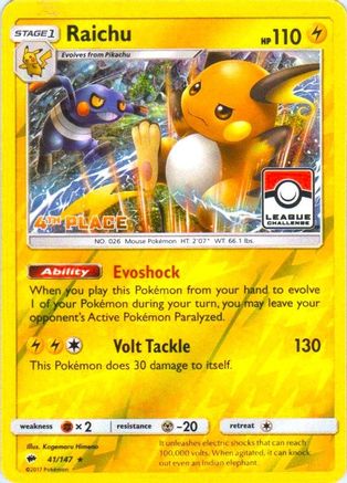 Raichu (League Challenge) [4th Place] (41) Reverse Holofoil - League & Championship Cards