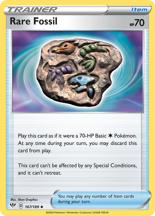 Rare Fossil (167) Reverse Holofoil - Darkness Ablaze