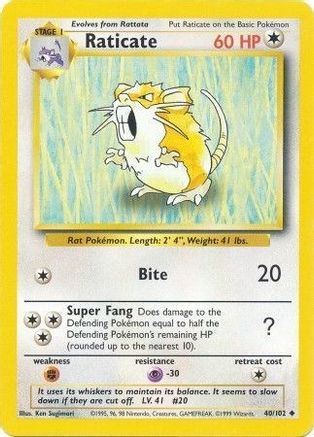 Raticate (40) - Base Set