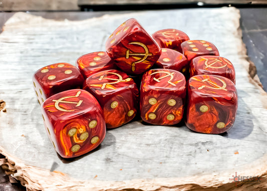 Chessex Soviet Union Scarab Scarlet/Gold 12d6 16mm