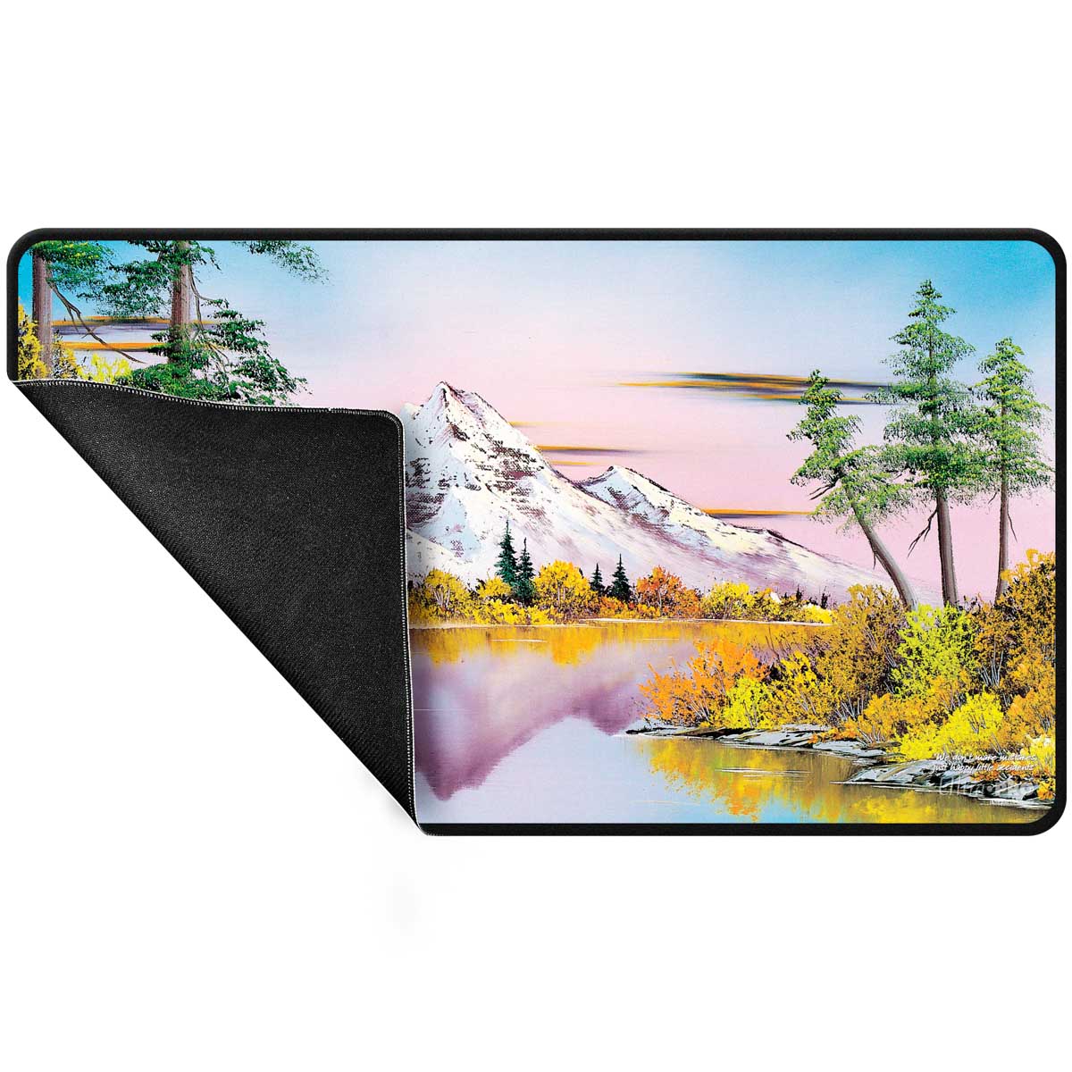 Bob Ross Playmat Black Stitched Mountain Lake