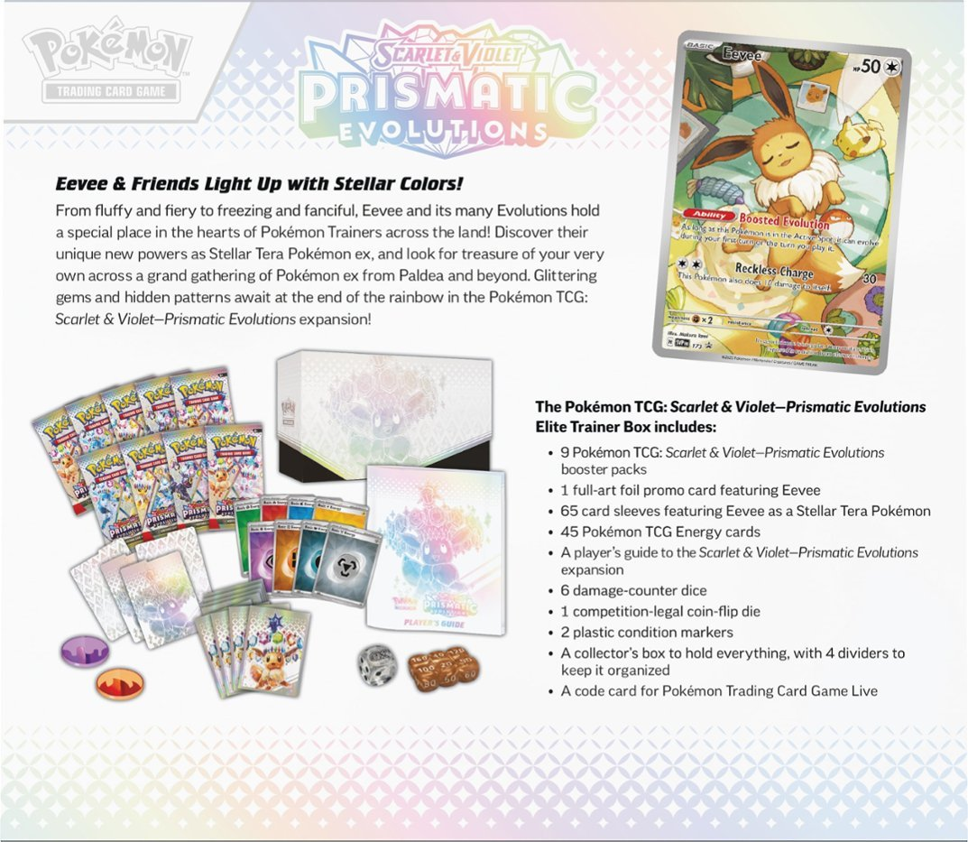 Pokémon TCG: Scarlet & Violet - Prismatic Evolutions Elite Trainer Box | Silver Goblin