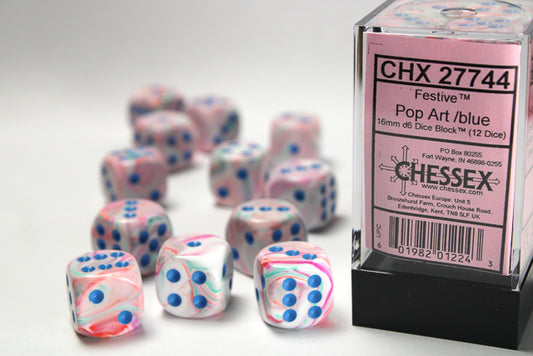 Chessex Pop Art/Blue 12d6 16mm