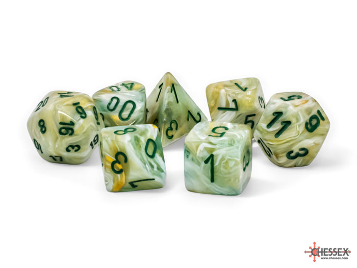 Chessex Marble Green/Dark Green Mega-hedral Dice Set | Silver Goblin