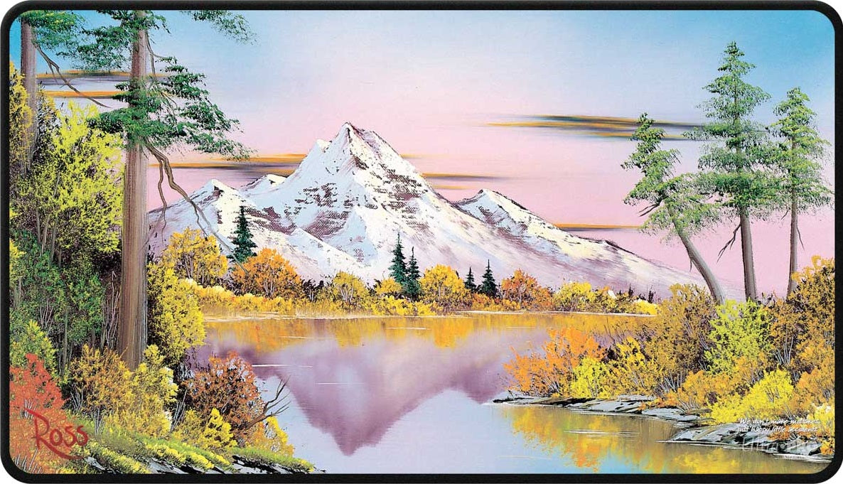 Bob Ross Playmat Black Stitched Mountain Lake