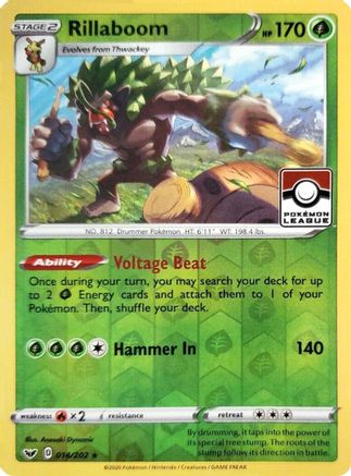 Rillaboom (Pokemon League) (14) Reverse Holofoil - Sword & Shield