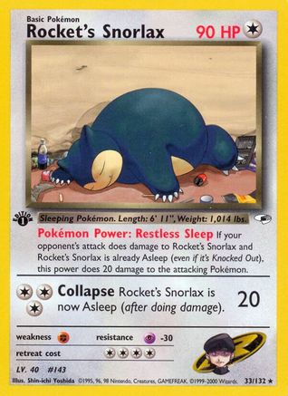 Rocket's Snorlax (33) (1st Edition) - Gym Heroes