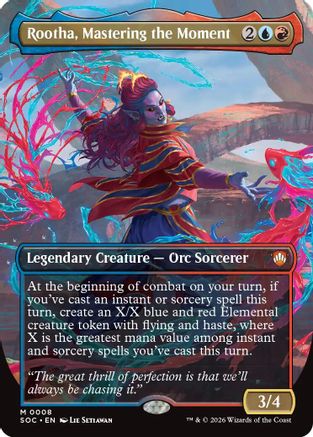 Rootha, Mastering the Moment (Borderless) (008) - Commander: Secrets of Strixhaven