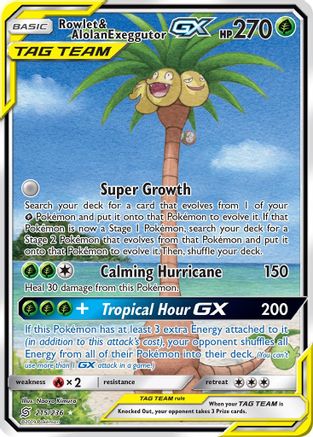 Rowlet & Alolan Exeggutor GX (Alternate Full Art) (215) Holofoil - Unified Minds