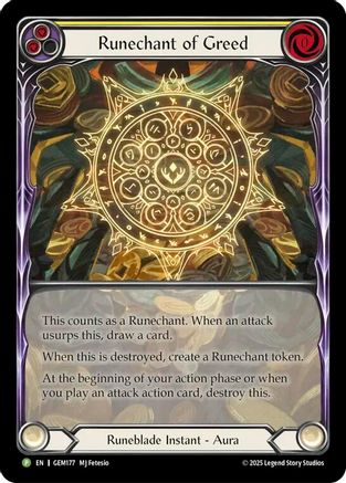 Runechant of Greed (Yellow) (GEM177) Rainbow Foil - Gem Pack 5