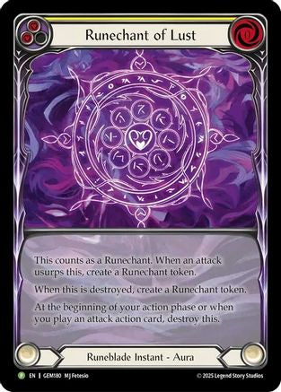 Runechant of Lust (Yellow) (GEM180) Rainbow Foil - Gem Pack 5