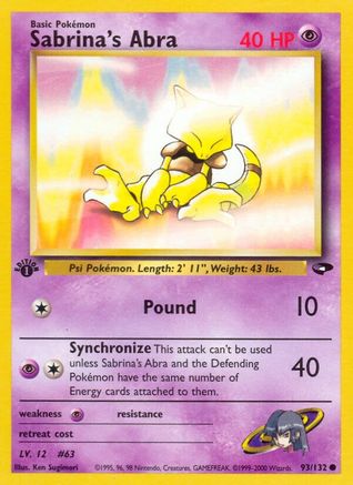 Sabrina's Abra (93) (1st Edition) - Gym Challenge