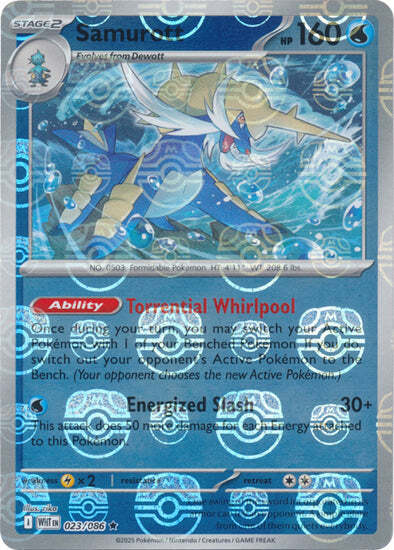 Samurott (Master Ball Pattern) (23) Reverse Holofoil - White Flare