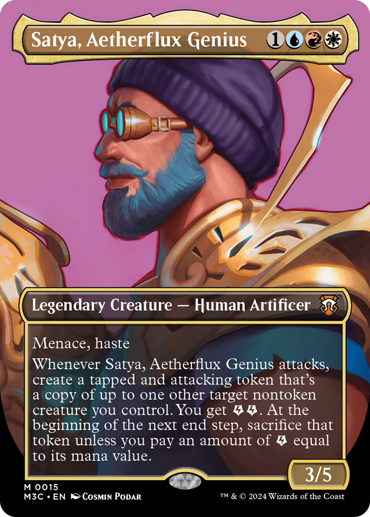 Satya, Aetherflux Genius (Borderless) (015) Foil - Commander: Modern Horizons 3