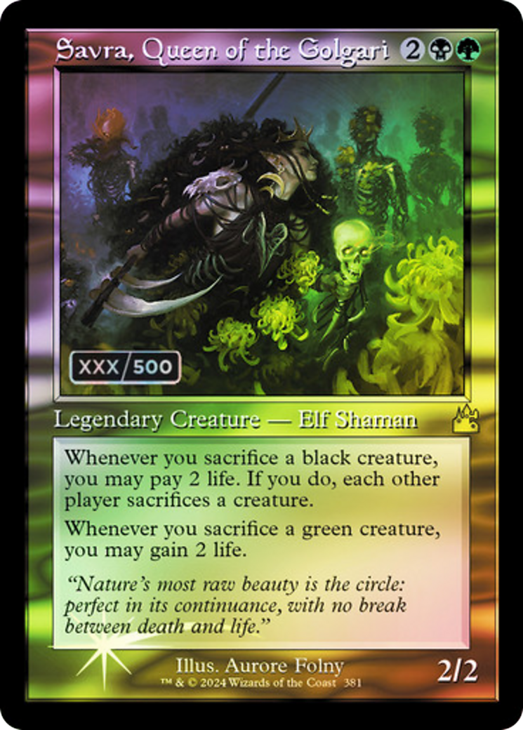 Savra, Queen of the Golgari (Retro) (Serial Numbered) (381) Foil - Ravnica Remastered