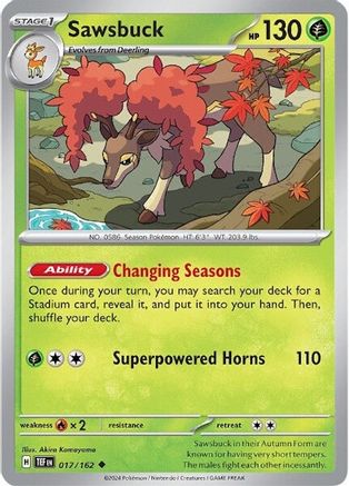 Sawsbuck (17) Reverse Holofoil - Temporal Forces