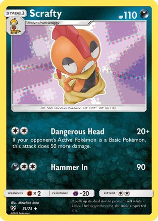 Scrafty (51) Reverse Holofoil - Shining Legends