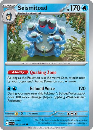 Seismitoad (52) Reverse Holofoil - Obsidian Flames