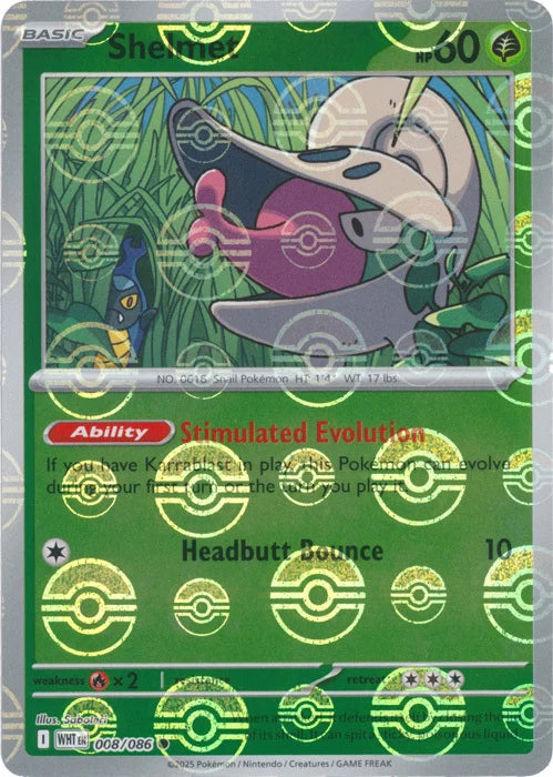 Shelmet (Poke Ball Pattern) (8) Reverse Holofoil - White Flare