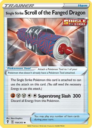 Single Strike Scroll of the Fanged Dragon (158) Reverse Holofoil - Evolving Skies