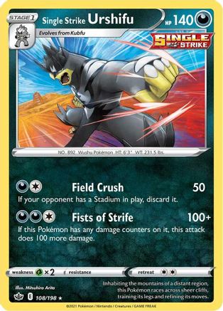 Single Strike Urshifu (108) Reverse Holofoil - Chilling Reign