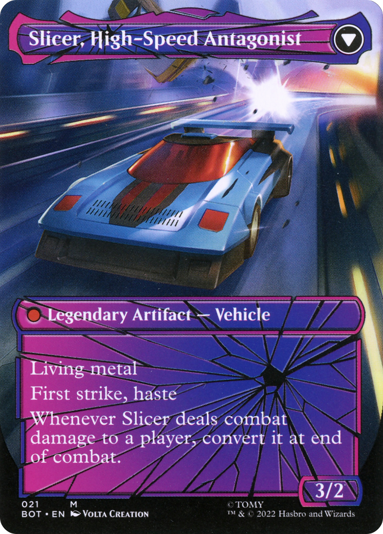 Slicer, Hired Muscle // Slicer, High-Speed Antagonist (Shattered Glass) (021) Foil - Transformers