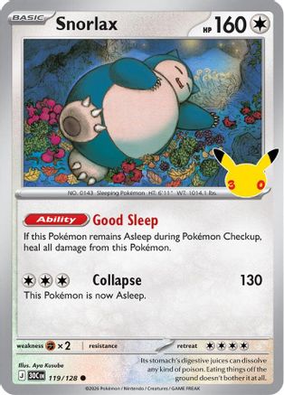 Snorlax (119) Holofoil - 30th Celebration