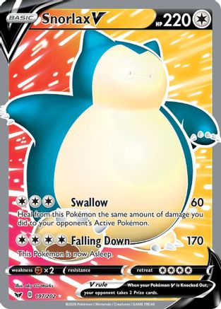 Snorlax V (Full Art) (197) Holofoil - Sword & Shield